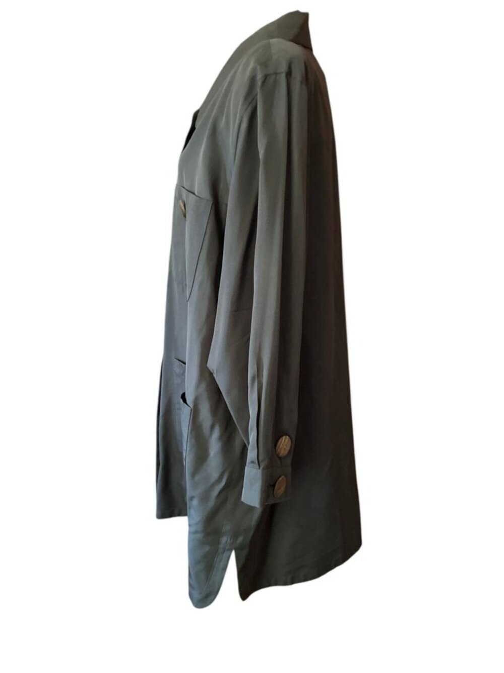 Vintage Yves Saint Laurent Black Silk Smock Jacket 1990s Couture Oversized SZ L - Picture 13 of 15